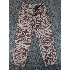 Tiger Mist High Rise Swirl Print Jeans Womens XXS Brown Excellent Psychedelic